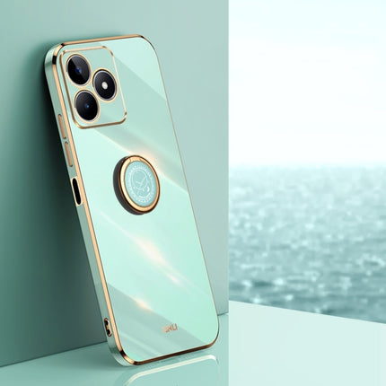 XINLI Straight Edge 6D Electroplate TPU Phone Case with Ring Holder, For Realme 11 5G, For Realme C53 2023, For Realme 11 Pro+ 5G