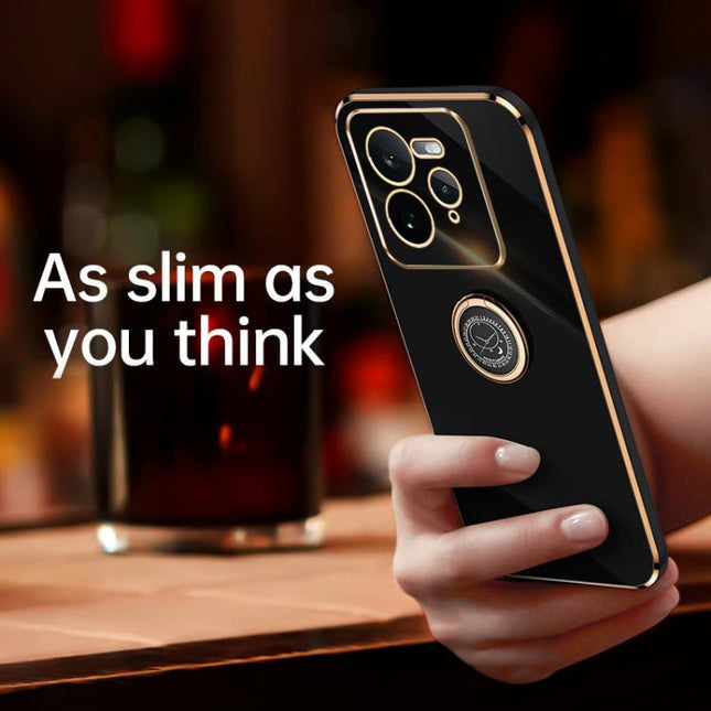 XINLI Straight Edge 6D Electroplate TPU Phone Case with Ring Holder, For Realme GT 7 Pro 5G, For Realme Note 60 4G, For Realme 13 Pro Global