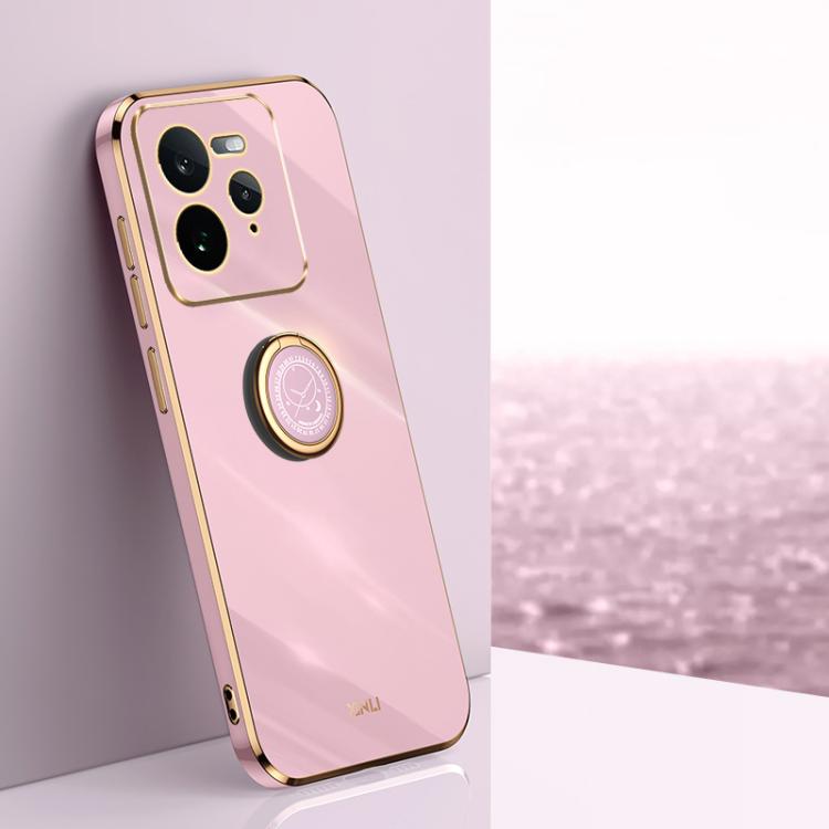 XINLI Straight Edge 6D Electroplate TPU Phone Case with Ring Holder, For Realme14 Pro+, For Realme C75, For Realme GT 7 Pro 5G