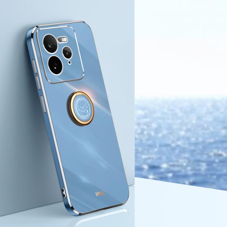 XINLI Straight Edge 6D Electroplate TPU Phone Case with Ring Holder, For Realme14 Pro+, For Realme C75, For Realme GT 7 Pro 5G