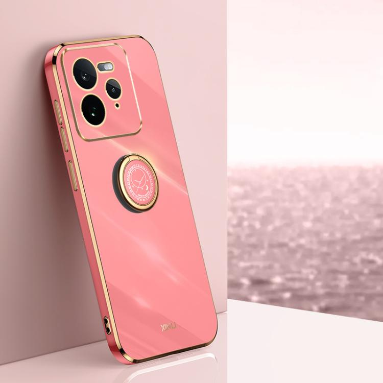 XINLI Straight Edge 6D Electroplate TPU Phone Case with Ring Holder, For Realme14 Pro+, For Realme C75, For Realme GT 7 Pro 5G