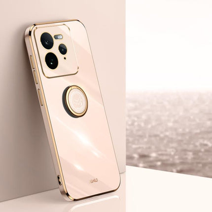 XINLI Straight Edge 6D Electroplate TPU Phone Case with Ring Holder, For Realme GT 7 Pro 5G, For Realme Note 60 4G, For Realme 13 Pro Global
