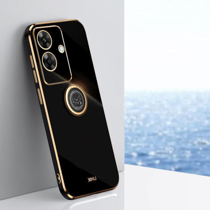 XINLI Straight Edge 6D Electroplate TPU Phone Case with Ring Holder, For Realme GT 7 Pro 5G, For Realme Note 60 4G, For Realme 13 Pro Global