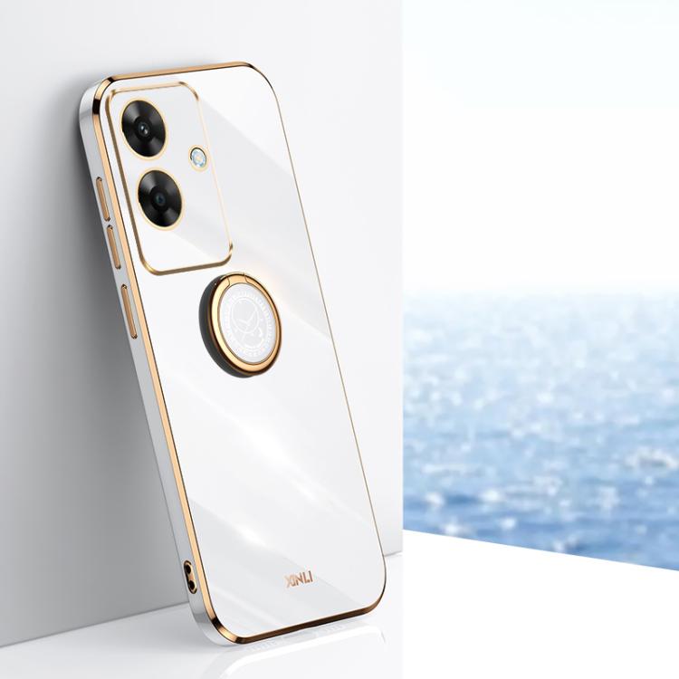 XINLI Straight Edge 6D Electroplate TPU Phone Case with Ring Holder, For Realme Note 60 4G, For Realme 13 Pro Global, For Realme 11 5G
