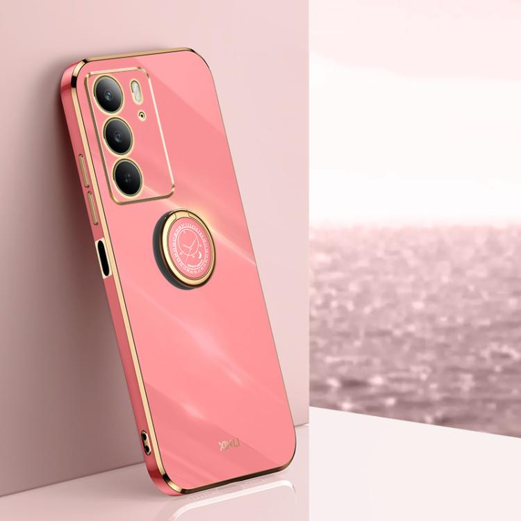 XINLI Straight Edge 6D Electroplate TPU Phone Case with Ring Holder, For Realme14 Pro+, For Realme C75, For Realme GT 7 Pro 5G