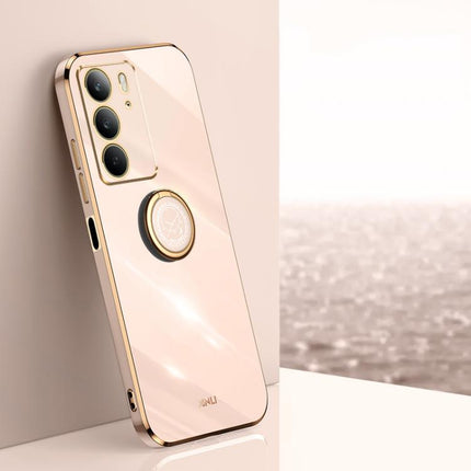 XINLI Straight Edge 6D Electroplate TPU Phone Case with Ring Holder, For Realme Neo7 SE, For Realme14 Pro+, For Realme C75