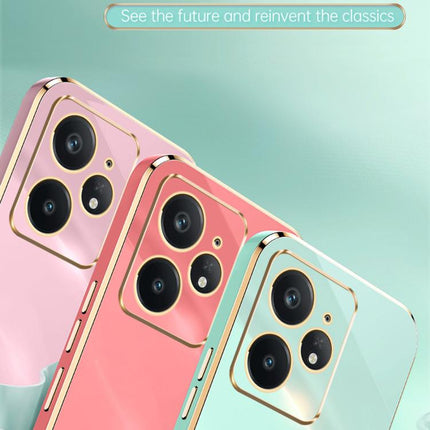 XINLI Straight Edge 6D Electroplate TPU Phone Case with Ring Holder, For Realme Neo7 SE, For Realme14 Pro+, For Realme C75