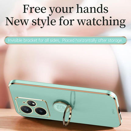 XINLI Straight Edge 6D Electroplate TPU Phone Case with Ring Holder, For Realme Neo7 SE, For Realme14 Pro+, For Realme C75