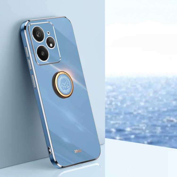 XINLI Straight Edge 6D Electroplate TPU Phone Case with Ring Holder, For Realme 14 5G Global, For Realme Neo7X, For Realme Neo7 SE