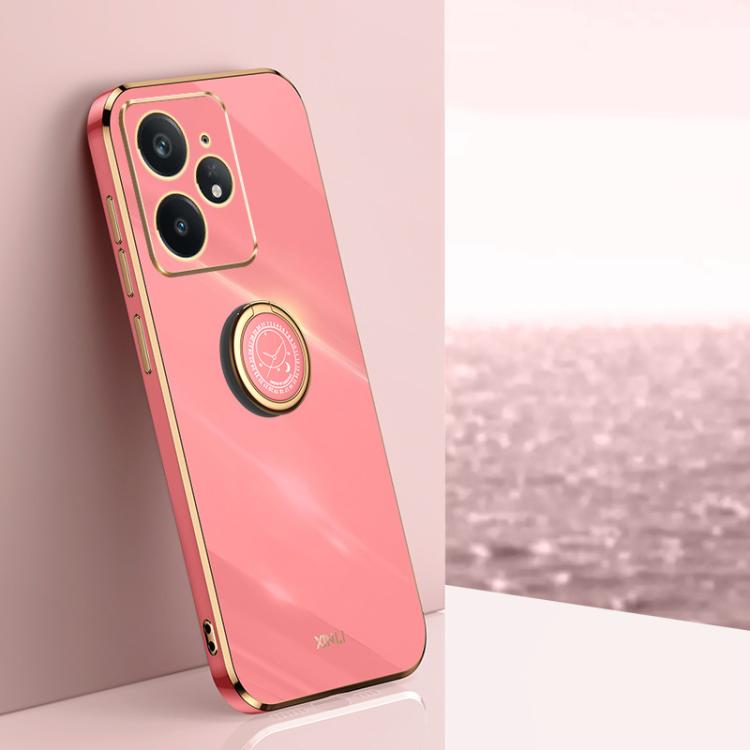 XINLI Straight Edge 6D Electroplate TPU Phone Case with Ring Holder, For Realme 14 5G Global, For Realme Neo7X, For Realme Neo7 SE