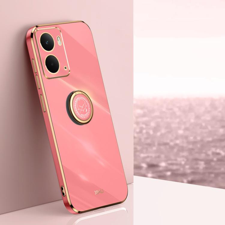 XINLI Straight Edge 6D Electroplate TPU Phone Case with Ring Holder, For Realme 14 5G Global, For Realme Neo7X, For Realme Neo7 SE