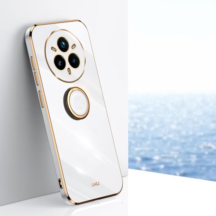 XINLI Straight Edge 6D Electroplate TPU Phone Case with Ring Holder, For Realme14 Pro+, For Realme C75, For Realme GT 7 Pro 5G
