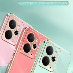 XINLI Straight Edge 6D Electroplate TPU Phone Case with Ring Holder, For Realme 14 5G Global, For Realme Neo7X, For Realme Neo7 SE