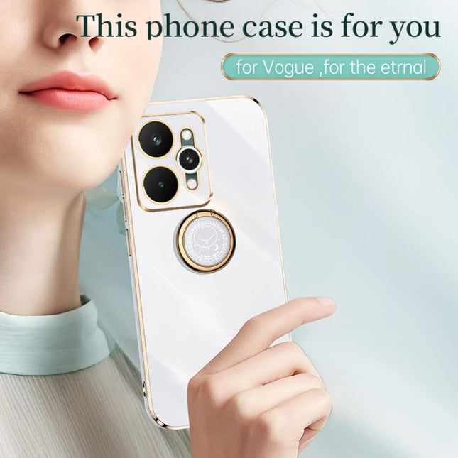 XINLI Straight Edge 6D Electroplate TPU Phone Case with Ring Holder, For Realme 15 5G Global, For Realme 14 5G Global, For Realme Neo7X