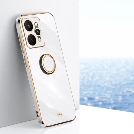 XINLI Straight Edge 6D Electroplate TPU Phone Case with Ring Holder, For Realme 15 5G Global, For Realme 14 5G Global, For Realme Neo7X