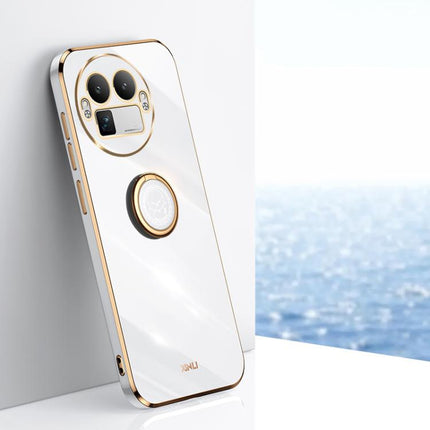 XINLI Straight Edge 6D Electroplate TPU Phone Case with Ring Holder, For Realme Note 80 4G, For Realme 16 Pro 5G, For Realme GT 8 Pro 5G