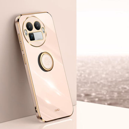 XINLI Straight Edge 6D Electroplate TPU Phone Case with Ring Holder, For Realme Note 80 4G, For Realme 16 Pro 5G, For Realme GT 8 Pro 5G