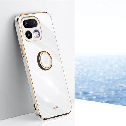 XINLI Straight Edge 6D Electroplate TPU Phone Case with Ring Holder, For Realme Note 80 4G, For Realme 16 Pro 5G, For Realme GT 8 Pro 5G