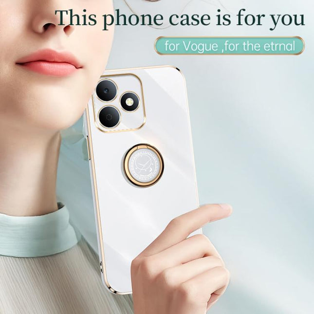 XINLI Straight Edge 6D Electroplate TPU Phone Case with Ring Holder, For Realme Note 80 4G, For Realme 16 Pro 5G, For Realme GT 8 Pro 5G
