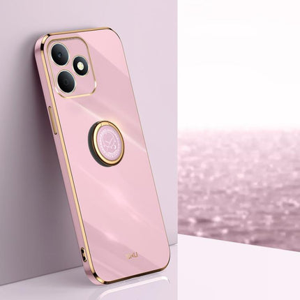 XINLI Straight Edge 6D Electroplate TPU Phone Case with Ring Holder, For Realme Note 80 4G, For Realme 16 Pro 5G, For Realme GT 8 Pro 5G