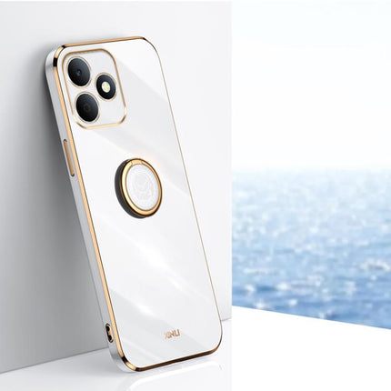 XINLI Straight Edge 6D Electroplate TPU Phone Case with Ring Holder, For Realme Note 80 4G, For Realme 16 Pro 5G, For Realme GT 8 Pro 5G