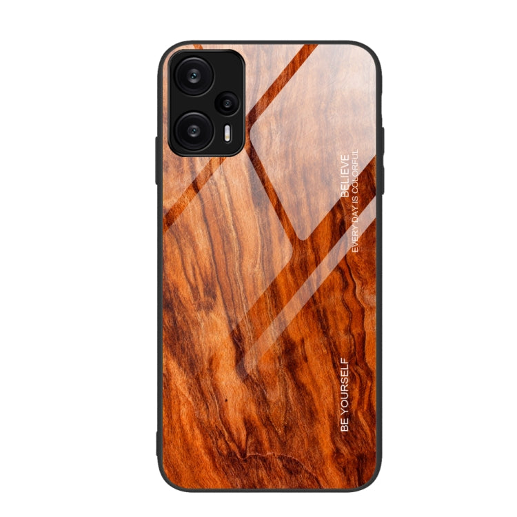 Wood Grain Glass TPU Phone Case, For Xiaomi Redmi Note 12 4G Global, For Xiaomi Redmi Note 12 Turbo