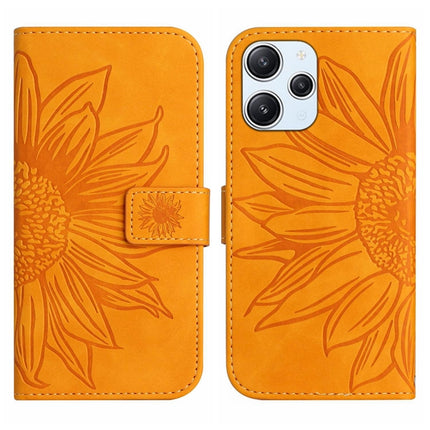 Skin Feel Sun Flower Embossed Flip Leather Phone Case with Lanyard, For Xiaomi Redmi 12 4G Global, For Xiaomi Poco F5