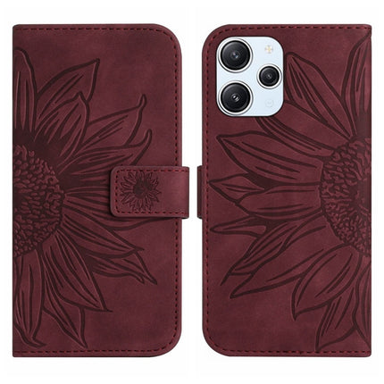 Skin Feel Sun Flower Embossed Flip Leather Phone Case with Lanyard, For Xiaomi Redmi 12 4G Global, For Xiaomi Poco F5
