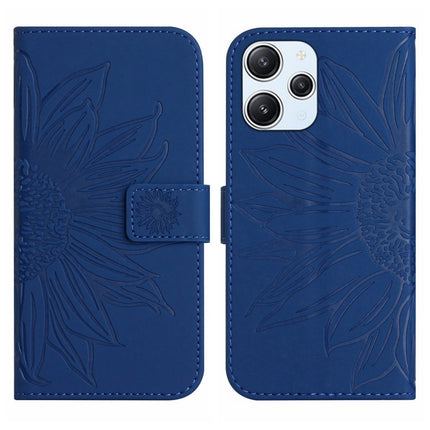 Skin Feel Sun Flower Embossed Flip Leather Phone Case with Lanyard, For Xiaomi Redmi 12 4G Global, For Xiaomi Poco F5