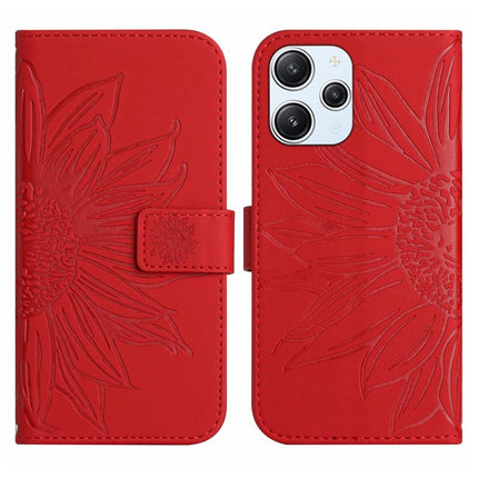 Skin Feel Sun Flower Embossed Flip Leather Phone Case with Lanyard, For Xiaomi Redmi 12 4G Global, For Xiaomi Poco F5