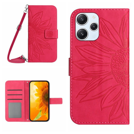 Skin Feel Sun Flower Embossed Flip Leather Phone Case with Lanyard, For Xiaomi Redmi 12 5G, For Xiaomi 13T / 13T Pro
