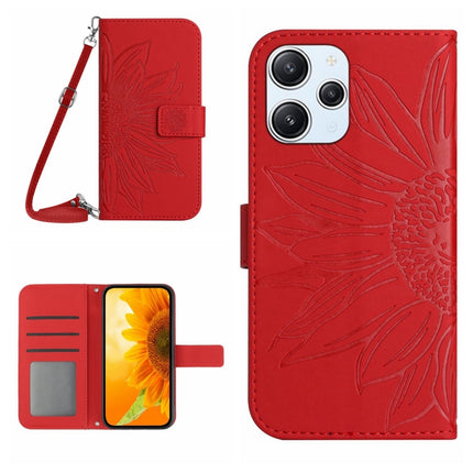 Skin Feel Sun Flower Embossed Flip Leather Phone Case with Lanyard, For Xiaomi Redmi 12 5G, For Xiaomi 13T / 13T Pro