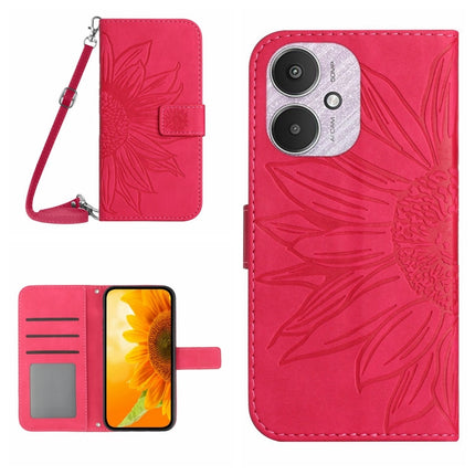 Skin Feel Sun Flower Embossed Flip Leather Phone Case with Lanyard, For Xiaomi Redmi Note 13 4G Global, For Xiaomi Redmi 13C 5G