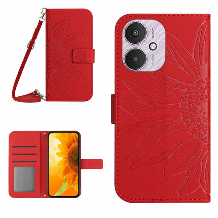 Skin Feel Sun Flower Embossed Flip Leather Phone Case with Lanyard, For Xiaomi Redmi Note 13 4G Global, For Xiaomi Redmi 13C 5G
