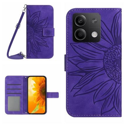 Skin Feel Sun Flower Embossed Flip Leather Phone Case with Lanyard, For Xiaomi Redmi Note 13 4G Global, For Xiaomi Redmi 13C 5G