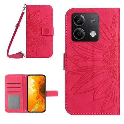 Skin Feel Sun Flower Embossed Flip Leather Phone Case with Lanyard, For Xiaomi Redmi Note 13 4G Global, For Xiaomi Redmi 13C 5G
