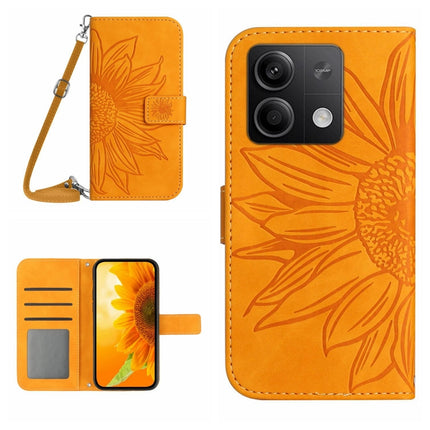 Skin Feel Sun Flower Embossed Flip Leather Phone Case with Lanyard, For Xiaomi Redmi Note 13 4G Global, For Xiaomi Redmi 13C 5G
