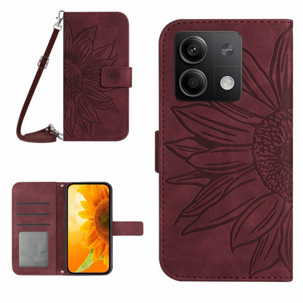 Skin Feel Sun Flower Embossed Flip Leather Phone Case with Lanyard, For Xiaomi Redmi Note 13 4G Global, For Xiaomi Redmi 13C 5G