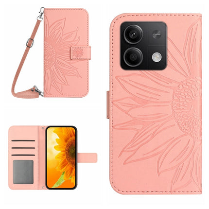 Skin Feel Sun Flower Embossed Flip Leather Phone Case with Lanyard, For Xiaomi Redmi Note 13 4G Global, For Xiaomi Redmi 13C 5G