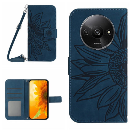 Skin Feel Sun Flower Embossed Flip Leather Phone Case with Lanyard, For Xiaomi Redmi 13 4G Global / 5G Global, For Xiaomi Redmi A3