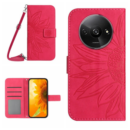Skin Feel Sun Flower Embossed Flip Leather Phone Case with Lanyard, For Xiaomi Redmi 13 4G Global / 5G Global, For Xiaomi Redmi A3