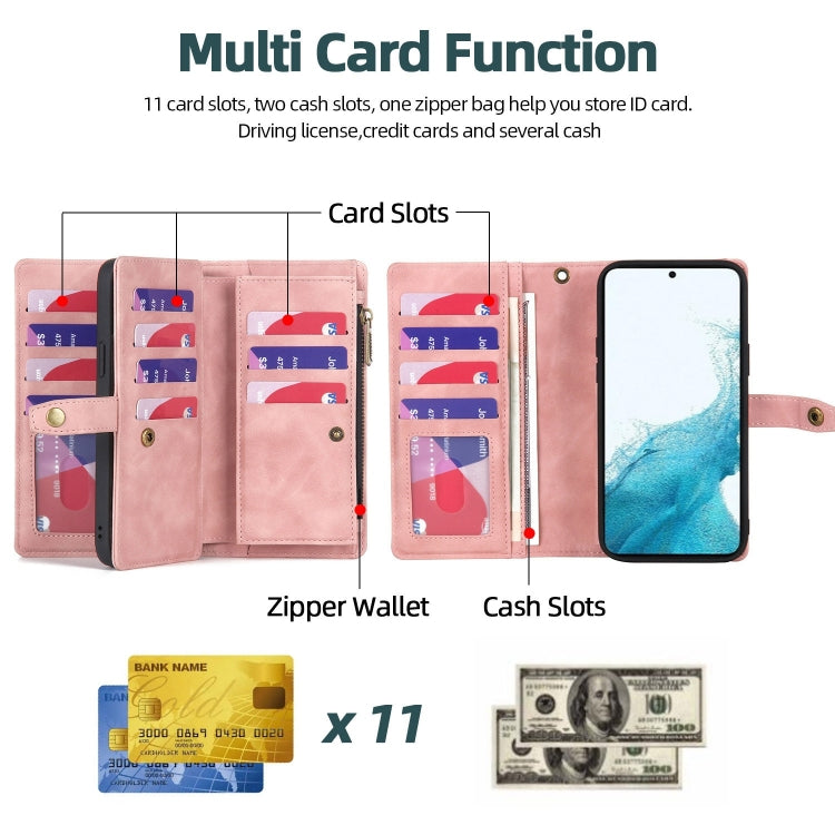 Zipper Wallet Magnetic Detachable Leather Phone Case