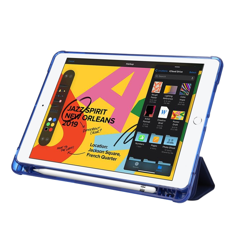 Airbag-Horizontal-Flip-Ledertasche mit dreifachem Halter und Stifthalter, für iPad 10.2 2021/2020/2019, für iPad Mini 4, für iPad Mini (2019)