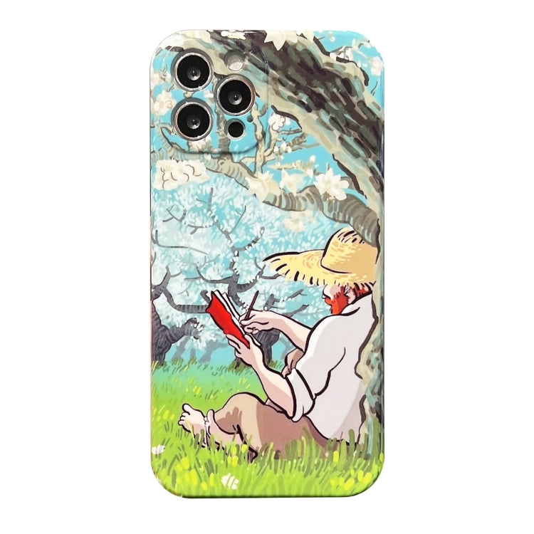 Oil Painting Pattern Glossy PC Phone Case, For iPhone 15 Pro Max, For iPhone 15 Pro, For iPhone 15 Plus, For iPhone 15