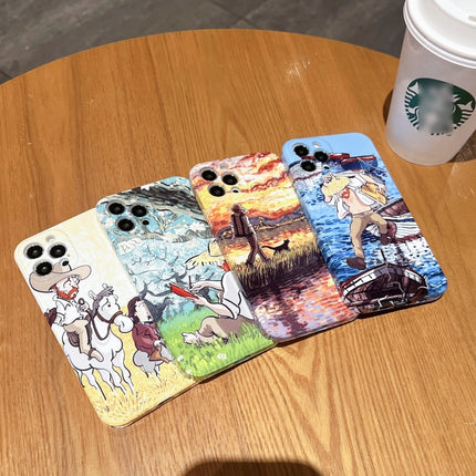 Oil Painting Pattern Glossy PC Phone Case, For iPhone 14 Plus, For iPhone 14, For iPhone 14 Pro, For iPhone 14 Pro Max