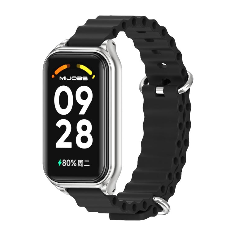 Mijobs Metal Shell Ocean Silicone Watch Band, For Xiaomi Smart Band 8 Active / Redmi Band 2