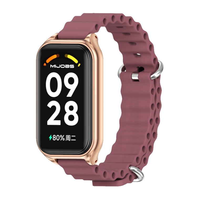 Mijobs Metal Shell Ocean Silicone Watch Band, For Xiaomi Smart Band 8 Active / Redmi Band 2