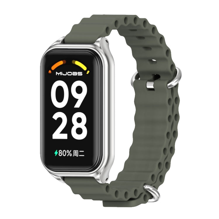 Mijobs Metal Shell Ocean Silicone Watch Band, For Xiaomi Smart Band 8 Active / Redmi Band 2