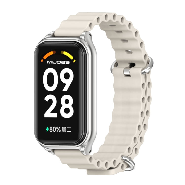 Mijobs Metal Shell Ocean Silicone Watch Band, For Xiaomi Smart Band 8 Active / Redmi Band 2