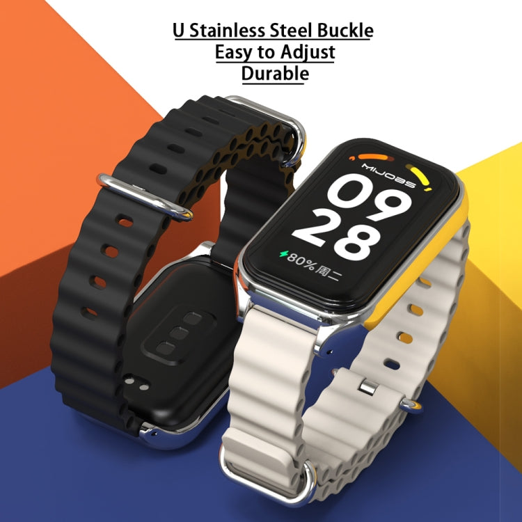 Mijobs Metal Shell Ocean Silicone Watch Band, For Xiaomi Smart Band 8 Active / Redmi Band 2